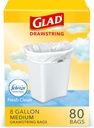 Glad Medium Trash Bags, 8 Gallon, Febreze Fresh Clean Garbage Bags, With Odor Control and Drawstring, 80 Count