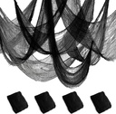 4 Pack Black Gauze Halloween Decor, 30x72 Inch Fabric, Spooky Creepy Cloth for Haunted House Wall Yard Indoor Outdoor