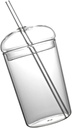 Healifty Large Capacity Glass Straw Cup Food Grade Borosilicate Glass Juice Mug with Decorative Transparent Design Portable Drinking Cup for Office Home Restaurant Use