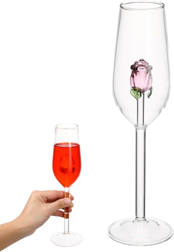 [BRSRABT6OF6Q4HL3] PartyKindom Rose Crystal Glass Cup Elegant Wine Glass for Home Bar and Restaurant Use Stable Non-Slip Base Decorative Red Wine Goblet