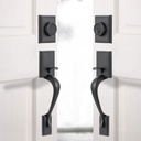 Double Door Handle Set with Lever - Matte Black Heavy Duty Double Handleset - For Front or Office Door