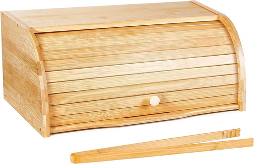 [BRSWYFIPAR4BQHYU] Bamboo Bread Box/Bread Bin with Free Bamboo Tong, Keep Bread and Bake Food Fresh, Ideal for Kitchen Countertop Food Storage