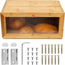 Bamboo Bread Box for Kitchen Counter, Large Capacity Bread Storage Container, Bread Storage And Organizer with Window Bread Holder, Bread Boxes for Kitchen Counter Corner, Cabinet