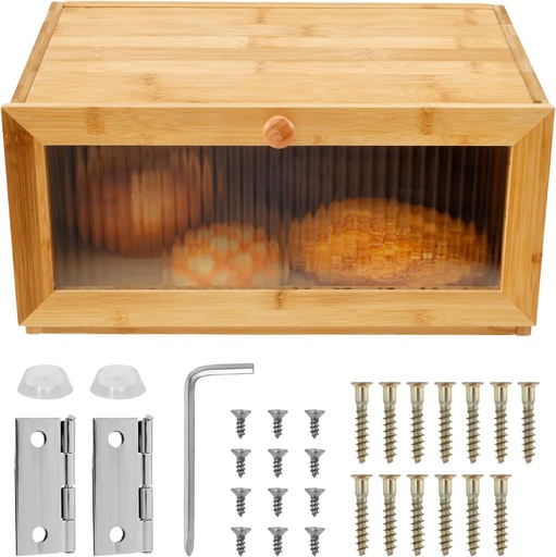 [BRSRAGI5OQIWADL5] Bamboo Bread Box for Kitchen Counter, Large Capacity Bread Storage Container, Bread Storage And Organizer with Window Bread Holder, Bread Boxes for Kitchen Counter Corner, Cabinet