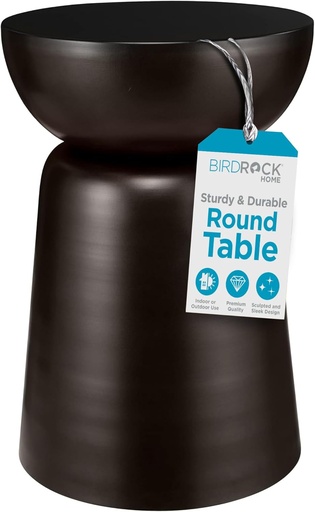 [BRSRMCAYA4BQG33O] BIRDROCK HOME Metal Decorative Garden Stool and Outdoor Accent Side Table - Modern Industrial Round End Table for Home Furniture, Porch, Patio Decor, Garden, Deck - Dark Antique Bronze, 14" H x 14" D