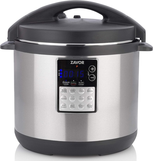 [BRSWGGQDPMBQAFA4] Zavor LUX Edge, 8 Quart Programmable Electric Multi-Cooker: Pressure Cooker, Slow Cooker, Rice Cooker, Yogurt Maker, Steamer and more - Stainless Steel (ZSELE03)