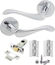 1 Set Internal Solid Brass Lever on Rose Rosemarie Door Handle Pack Latch+Hinge
