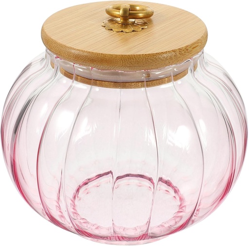 [BRSROGQPAAAWYGQ6] Zerodeko 20Oz Pink Glass Tea Container with Bamboo Lid and Handle Airtight Storage Jar for Loose Leaf Tea Coffee Beans Nuts and Kitchen Organization