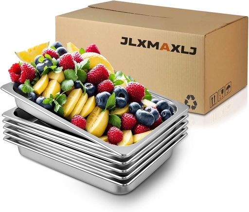 [BRSRABQQC56GCDI6] 6 Pcs 1/1 Size Hotel Pan, 2.5 Inch Deep Stainless Steel Steam Table Pan Commercial Catering Food Pan for Commercial Kitchen Supplies