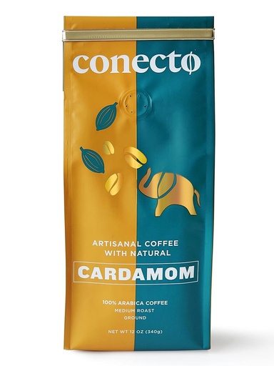 [BRSW2FI7AEMAGG3G] Conecto Cardamom Coffee: 100% Natural and Artisanal, Guatemalan Arabica Ground Coffee Flavored with Clay Pot Roasted Cardamom, Medium Roast and Mild Acidity (Ground 12oz)