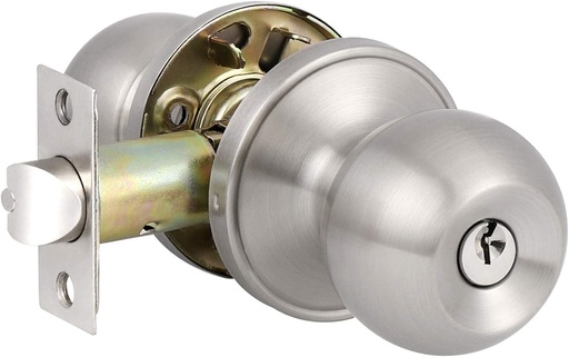 [BRSRMED5AUIRA3DV] Knobonly 3 Pack Keyed Entry Door Knobs, Brushed Nickel Classical Round Ball Door Knob, Locking Door Knobs in Satin Nickel Finish, Not Keyed Alike