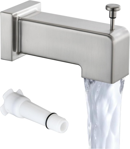 [BRSRAAYOPIHWEAD6] Slip On Diverter Tub Spout, Sleek Square Design for Bathroom, Fits 1/2" Copper Pipe (5/8" OD), Child-Safe Rounded Edges, Easy Installation, Brushed Nickel