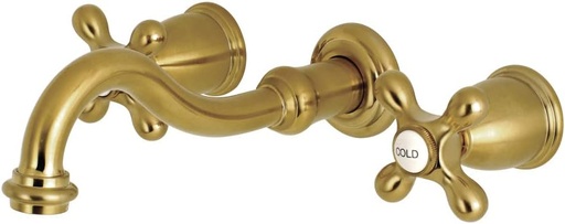 [BRSWGEAPBZ5QY3Q6] Kingston Brass KS3127AX 8-Inch Center Wall Mount Bathroom Faucet, Brushed Brass