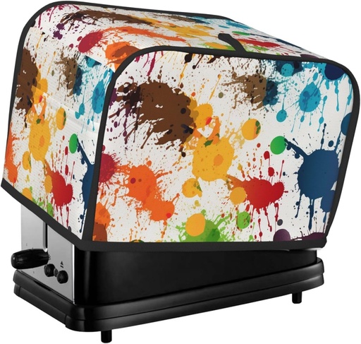 [BRSREHAECUMBMFL6] Abstract Paint Splashes Toaster Cover 2 Slice, Waterproof Bread Machine Covers with Pockets Universal Size Kitchen Small Appliance Cover with Handle, Dust and Fingerprint Protection