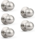 Probrico Dummy Door Knob, Single Sided Handle for Closets/French Doors/Pantry, Brushed Nickel Non-Turning Interior Push/Pull Door Knob 5 Pack