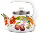 Enamel Kettle 2.3-qt, Tea Kettle, Tea Pot Stovetop for Hot Water Fast to Boil, Teapot for Stovetop, Hot Water Kettle Teapot (Vegetable Garden)