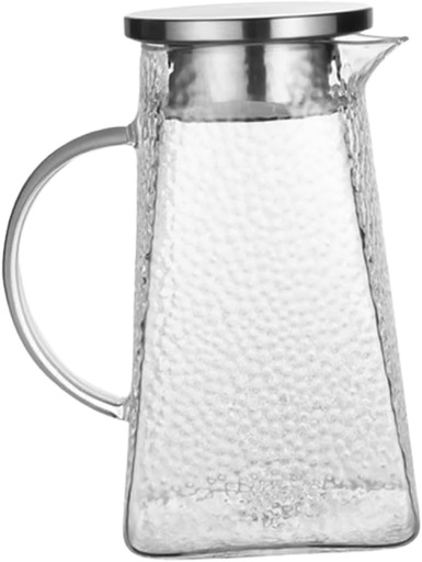 [BRSREFL6OYPAG3D4] Glass Water Pitcher with Lid Household Beverage Jug for Cold Water and Iced Tea Material Elegant Design for Kitchen Use
