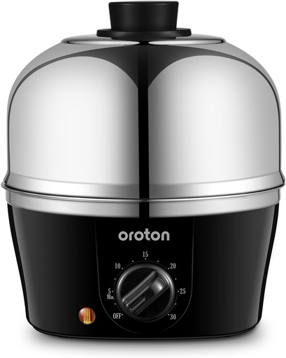 [BRSREGARPN7RAGY3] Oroton 9-Egg 304 Stainless Steel Egg Cooker – Steam & Boil Eggs with Timer, Automatic Shut-Off & 3 Cooking Modes (Black)(Hard/Medium/Soft)​