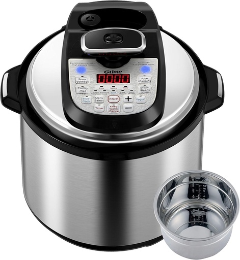 [BRSWG2QQCUARG2YY] Gtime Multi-Cooker 18-in-1 Programmable Pressure Cooker 6 Quarts Rice cooker with Stainless Steel Pot, Steamer Basket, Pressure cook, Slow cook, Sauté, Yogurt, Steam
