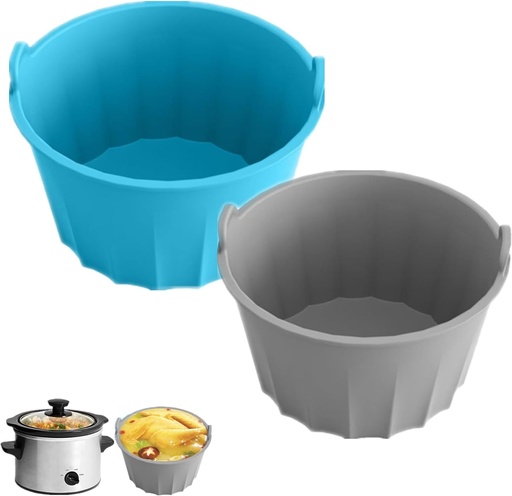 [BRSRMCAKCNYB4FI2] Reusable Silicone Slow Cooker Liner, 2pcs Leakproof - Fit 5-6 Quart Round Oval Slow Cookers