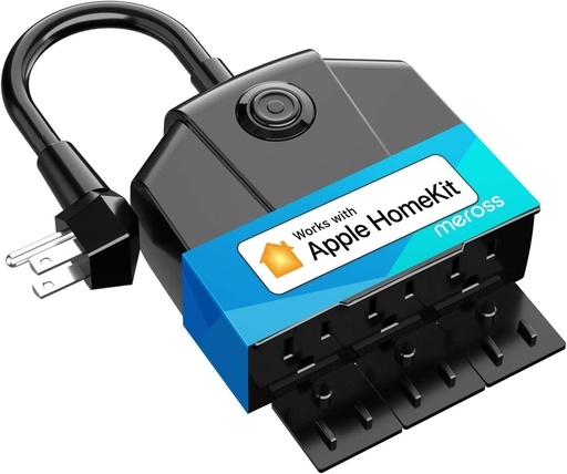 [BRSWYEAPAQNQ2YDO] Outdoor Smart Plug, meross Outdoor Wi-Fi Outlet with 3 Independent Sockets Compatible with Apple Homekit, Alexa and SmartThings, Voice & Remote Control, Timer, 2.4 GHz only,Black