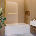 31 in W * 55 in H Tub Shower Door, Frameless Glass Shower Door for Bathtub, 180° Rotatable Tempered Glass Door 1/4" (6mm) Thick, Pivot Shower Door Panel for Bathtub - Brushed Gold