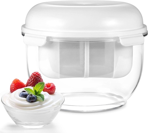 [BRSREGIOAF6R4DTZ] Greek Yogurt Strainer, 2QT Greek Yogurt Maker with Ultra-Fine Mesh Basket, 2025 Upgraded BPA-Free Strainer for Homemade Thick Greek Yogurt, Extra Large Capacity Container White(XL)