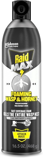 [BRSROAT5BEIAA233] Raid Max Foaming Wasp & Hornet Killer, Fast Coverage Foam, Bug Killer Kills The Entire Nest, 16.5 oz