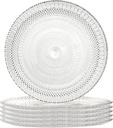Dessert Plates - 6 Inch/15cm Handblown Glass Plates Set of 6 - Small Dessert Salad and Decorative Plates, Clear Glass Mini Dinner Plates for Appetizers, Salads, and Small Meals