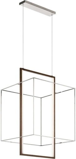 [BRSWGFDQO57GCFLF] Elan 84044 Viho Pendant, 1-Light LED, Polished Nickel/Faux Wood