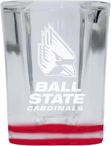 [BRSRA2TYAUHWK2Y3] R and R Imports Ball State University 2 Ounce Engraved Shot Glass Square Red Base Officially Licensed Collegiate Product 4-Pack