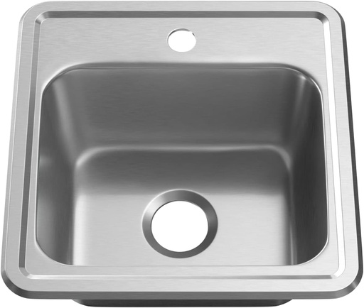 [BRSWK2TZCMBBS2LI] PROFLO PFSR151561A Bealeton 15" Rectangular Stainless Steel Drop In Bar Sink with Single Hole Faucet at 0" Centers - Stainless Steel