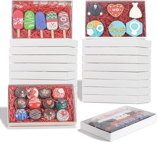 [BRSRMCQHB4JWCCLK] RomanticBaking 10Pack 9 1/2" x 6" x 1 1/4" Inch Clear Cookies Boxes with Window Bakery Boxes Cakesicle Boxes Chocolate Covered Pretzel Rods Boxes Macaron Boxes