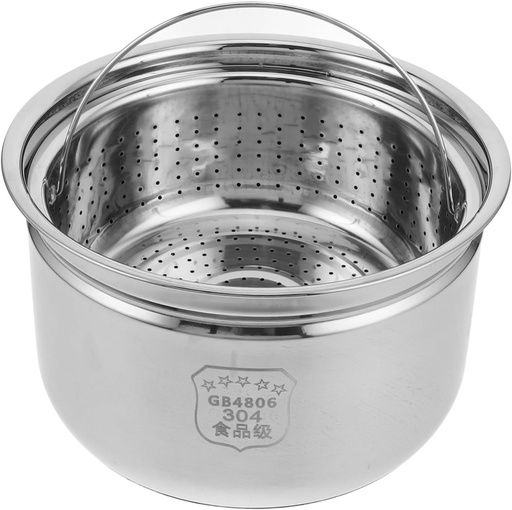 [BRSREZQNOF7BE2D2] VOSAREA 1set Stainless Steel Electric Rice Cooker Inner Pot Steaming Rack and Draining Basket for Healthy Cooking and Capacity