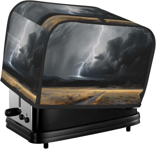 [BRSREFDYCUGRMALP] Thunder Landscape Toaster Cover 2 Slice, Two Slice Bread Machine Covers Quilted Toaster Dust Cover Universal Size Kitchen Small Appliance Cover With Top Handle