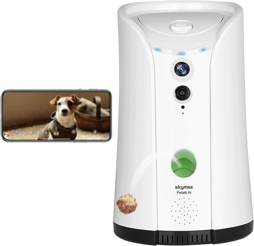 [BRSWGFINBAIA4CLB] Dog Camera Treat Dispenser,WiFi Full HD Pet Camera with Two-Way Audio and Night Vision,Compatible with Alexa (2.4G WiFi ONLY) (Petalk AI)