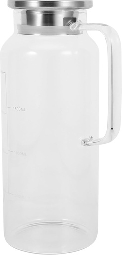 [BRSRAGIRCV5R4E3D] Luxshiny Glass Water Pitcher Lid Capacity for Hot Cold Beverages Kitchen Living Room Use Sturdy Glass Material Elegant Design for Juices Iced Tea