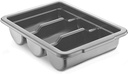 Commercial Cutlery Bin, 3-Compartment Restaurant Kitchen Flatware Tray, Silverware Storage Plastic Container, Condiments Holder, Utensil Organizer Box (Gray)