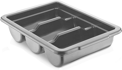 [BRSRABQ3CR5Q22AZ] Commercial Cutlery Bin, 3-Compartment Restaurant Kitchen Flatware Tray, Silverware Storage Plastic Container, Condiments Holder, Utensil Organizer Box (Gray)