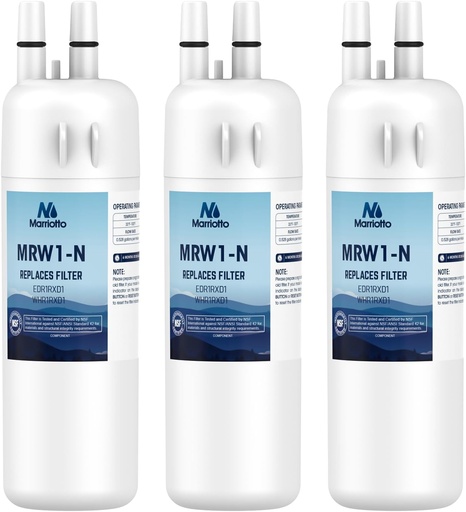 [BRSROYY7BV4GCDTP] MARRIOTTO EDR1RXD1 Refrigerator Water Filter Compatible with Whirlpool W10295370A, WHR1RXD1, KAD1RXD1, Filter 1, W10295370, P4RFWB, P8RFWB2L, 46-9930, 46-9081 Refrigerator Water Filter, Pack of 3