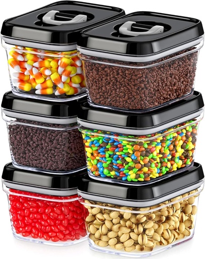 [BRSWGBQ3CMFQYDT6] DWËLLZA KITCHEN Mini Airtight Food Storage Containers with Lids – Set of 6 Clear Plastic Small Pantry Containers for Spices, Candy, Nuts, Coffee or Tea, BPA-Free, Keeps Food Fresh & Dry