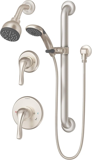 [BRSWKZI6BF5GKFA5] Symmons 9605-PLR-1.5-TRM-STN Origins 2-Handle 1-Spray Shower Trim with 1-Spray Hand Shower in Satin Nickel (Valves Not Included)