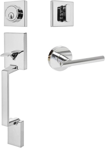 [BRSWGHDQOZYGCG32] Designers Impressions Keeneland Polished Chrome Handleset with Kain Interior Lever (We Key All Lock Orders Alike for Free)