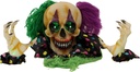Haunted Hill Farm Scary Talking Groundbreaker Skeleton Clown Halloween Prop with Touch Activated Lights and Sounds, Battery Operated, Poseable Indoor or Covered Outdoor Halloween Decorations for Home