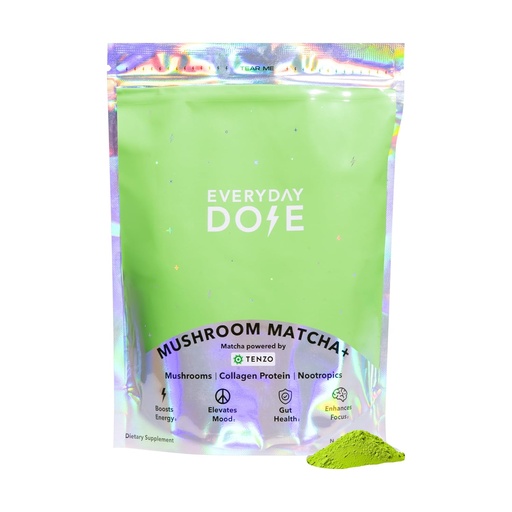 [BRSROFT3CEFBUHIY] Everyday Dose Mushroom Matcha+ Ceremonial Grade Matcha Powder - Japanese Tea With Grass-Fed Collagen, Lion's Mane, Chaga, L-Theanine - For Better Focus, Energy, Digestion and Immunity - 30 Servings