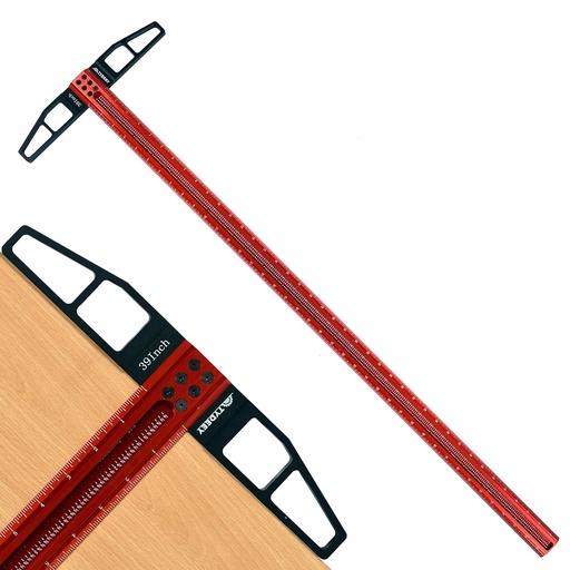 [BRSRMCQYC4NBGFAZ] TYDEEY 12, 24, 31, 39 in Precision Ruler Square T-Shaped Woodworking Scriber Measuring Tool, Aluminum Alloy Architect Ruler for Carpenter Work, T Type Wood Layout and Measuring Tools (39 Inch)