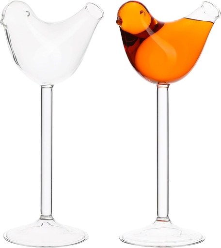 [BRSW2YY5OQHAOHT7] DOITOOL Clear Bird Cocktail Glasses Set of 2, wine glasses Bird Shaped Cocktail Glasses Unique Champagne Glasses Drinking Martini Goblet Glassware for KTV Home Bar Club (150ml)
