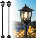 63" Solar Lamp Post Light 2 Pack, Solar Light Posts for Outside Waterproof, Outdoor Lamps for Patio, Backyard, Front Porch Decor, Warm White, Replaceable Bulb
