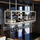 Ceiling Wine Rack with Stemware Hanger,Wine Glass Rack Holder,Wine Display Stand,Hanging Wine Storage Rack,Wall Mounted Wine Rack,Floating Home Bar Wall Shelves Shelf for Kitchen,Wine Cellar