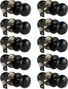 Probrico Door Knob 10 Pack, Matte Black Door Handles Colonial Ball Knob, Interior Passage Function Knobs for Closet Hallway